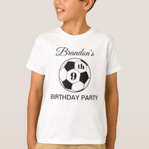 9th Birthday Party Soccer White Boys Sports T-Shirt