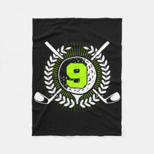 9th Birthday Party Sport Golf 9 Years Old For Kids Fleece Blanket