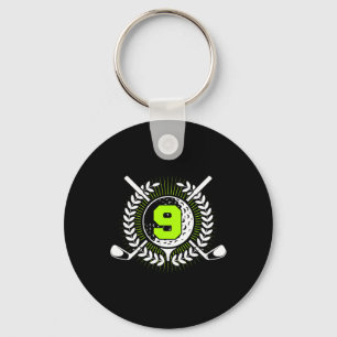 9th Birthday Party Sport Golf 9 Years Old For Kids Key Ring