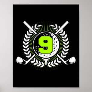 9th Birthday Party Sport Golf 9 Years Old For Kids Poster