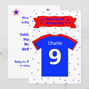 9th birthday personalised party invitation