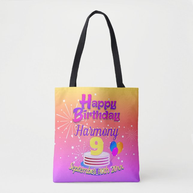 9th Birthday Pink Tote Bag (Front)