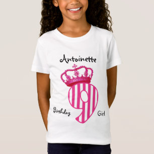 9th Birthday Princess PINK Crown and Stripes V01 T-Shirt