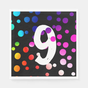9th Birthday Rainbow Dots Napkin