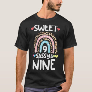 9th Birthday Rainbow Leopard Sweet Sassy & Nine Ye T-Shirt