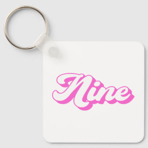 9th Birthday Retro Girl Key Ring