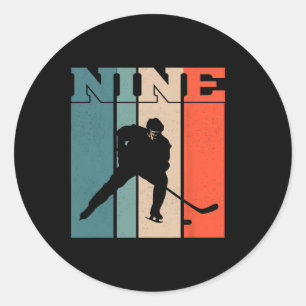 9th Birthday Retro Ice Hockey 9 Years Old Boy Girl Classic Round Sticker