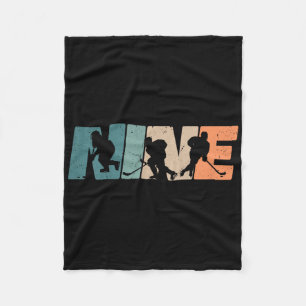 9th Birthday Retro Ice Hockey 9 Years Old Boy Girl Fleece Blanket