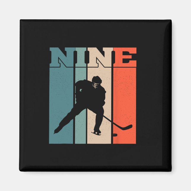 9th Birthday Retro Ice Hockey 9 Years Old Boy Girl Magnet (Front)