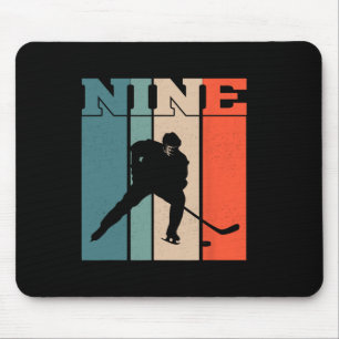 9th Birthday Retro Ice Hockey 9 Years Old Boy Girl Mouse Mat