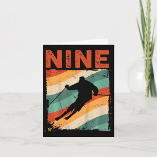 9th Birthday Retro Ski Skiing 9 Year Old Boys Girl Card