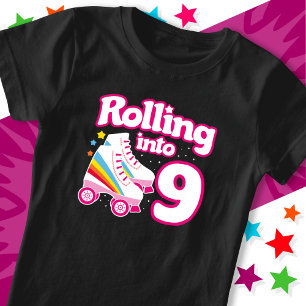 9th Birthday Roller Skating 9 Years Old Skate T-Shirt