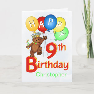 9th Birthday Royal Teddy Bear Card