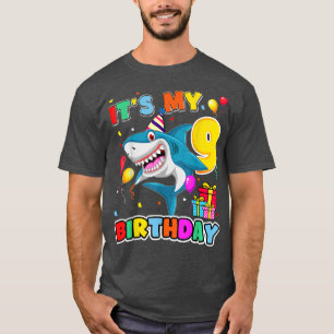 9th Birthday Shark Ocean Theme Party 9 Years Old F T-Shirt