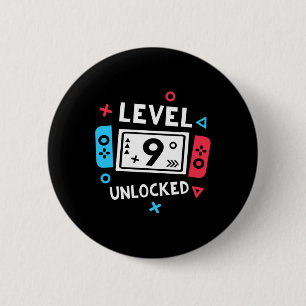 9th Birthday Shirt Boy Level 9 Unlocked Video Game 6 Cm Round Badge