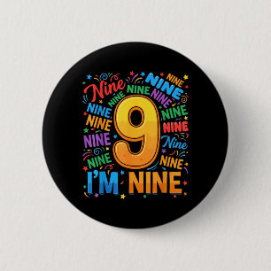 9th Birthday Shirt Boys 9yr 9 Nine Year Old Girls 6 Cm Round Badge