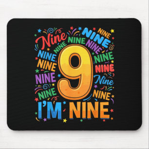 9th Birthday Shirt Boys 9yr 9 Nine Year Old Girls Mouse Mat