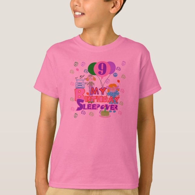 9th Birthday Sleepover T-Shirt (Front)
