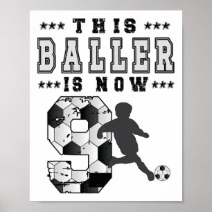 9th Birthday Soccer Boy Nine Year Old Soccer Playe Poster
