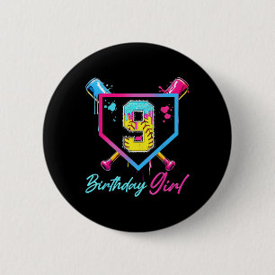 9th Birthday Softll Ice Cream Drip 9 Year Old Bday 6 Cm Round Badge