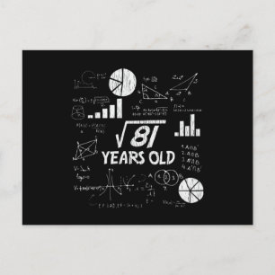 9th Birthday Square Root of 81 - 9 Years Old Bday Postcard