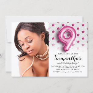 9th Birthday Star Confetti Portrait Invitation