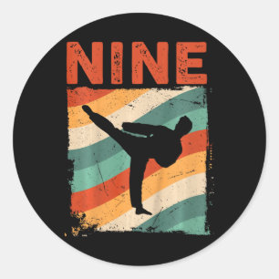 9th Birthday Taekwondo Fighter 9 Year Old Girls Bo Classic Round Sticker