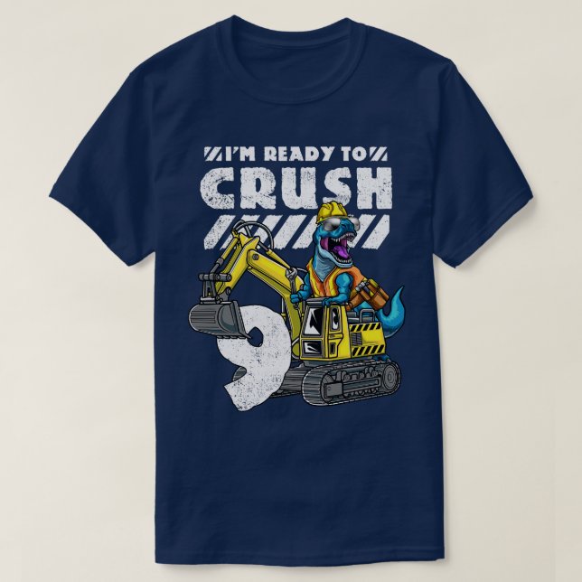 9th Birthday TRex Excavator T-Shirt (Design Front)