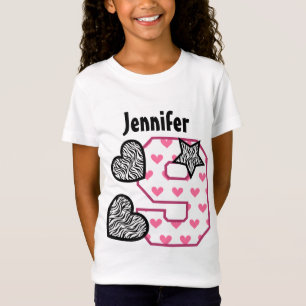 9th Birthday Zebra Hearts Nine Year Old 10H T-Shirt