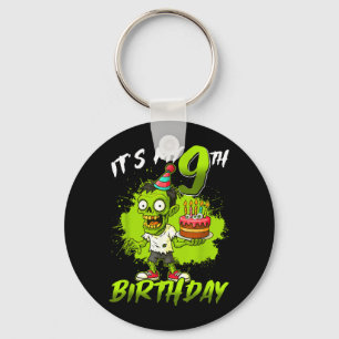 9th Birthday Zombie 9 Years Old Happy Halloween Key Ring