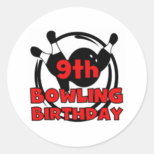 9th Bowling Birthday Classic Round Sticker