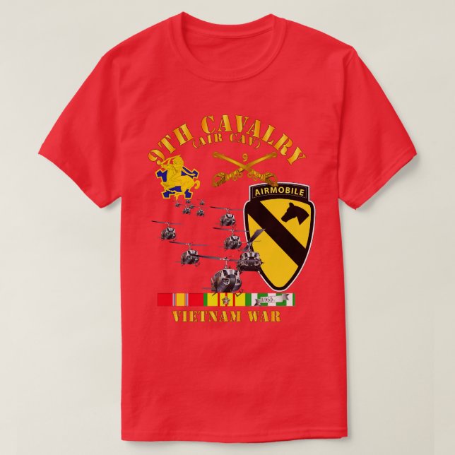 9th Cavalry Air Cav 1st Cav Division w SVC T-Shirt (Design Front)