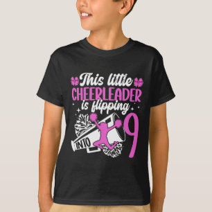 9th Cheer Birthday Party Nine Year Old Cheerleader T-Shirt
