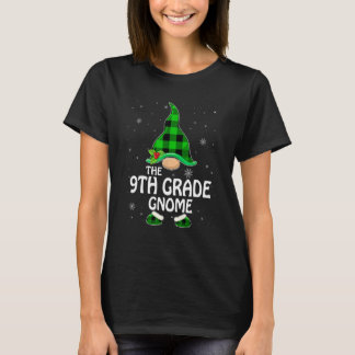 9th Grade Gnome Buffalo Plaid Matching Family Chri T-Shirt