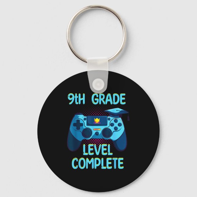 9th grade level complete last day of school funny key ring (Front)