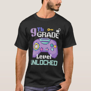 9Th Grade Level Unlocked Video Game Pixel Controll T-Shirt