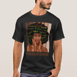9th Grade Teacher Afro African American Women Blac T-Shirt