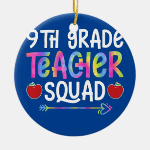 9th Grade Teacher Squad First Day of School Tie Ceramic Tree Decoration
