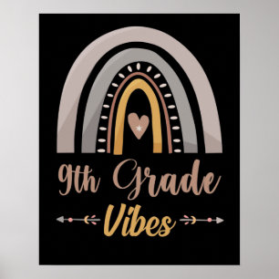 9th Grade Vibes Rainbow Ninth Grade Back to School Poster