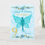 9th Granddaughter Blue Fairy Birthday Card<br><div class="desc">A Pretty blue Fairy 9th birthday card features a blue fairy on a cloudy blue background and a large yellow number 9 on the front of the card. This card can be personalised from Grandaughter , to God daughter , to Daughter, Sister , or Cousin or the wording removed if...</div>