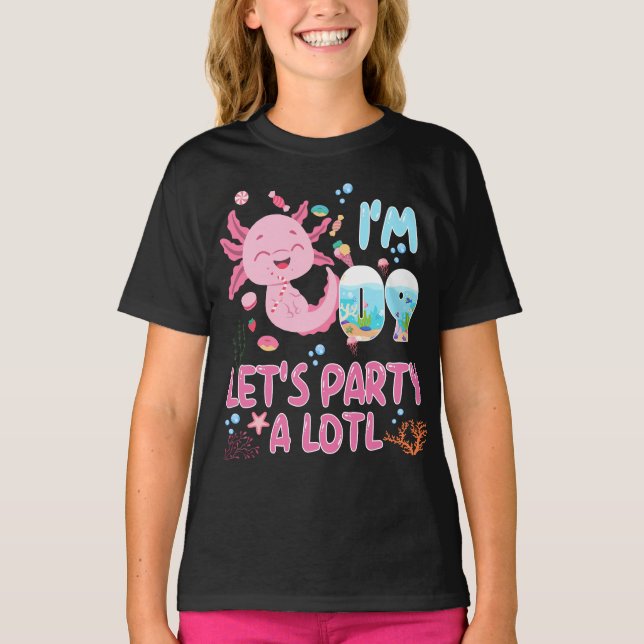9th I'm 9 Birthday Girl Axolotl Lover Gifts T-Shirt (Front)