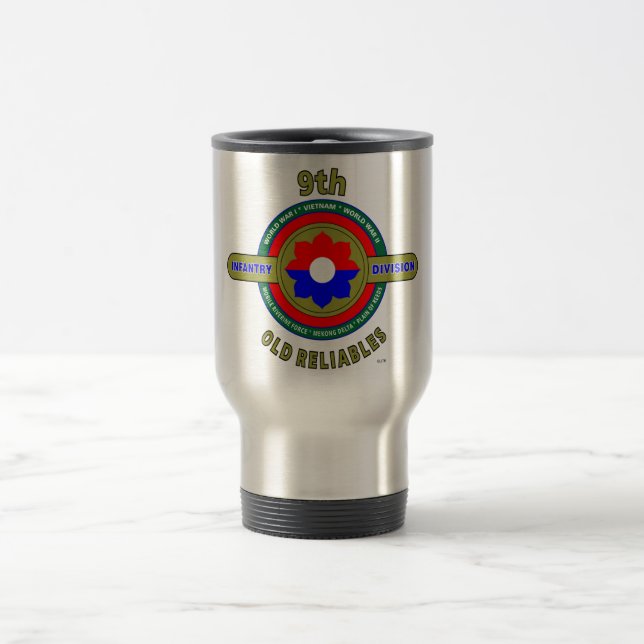 9TH INFANTRY DIVISION "OLD RELIABLES" TRAVEL MUG (Center)