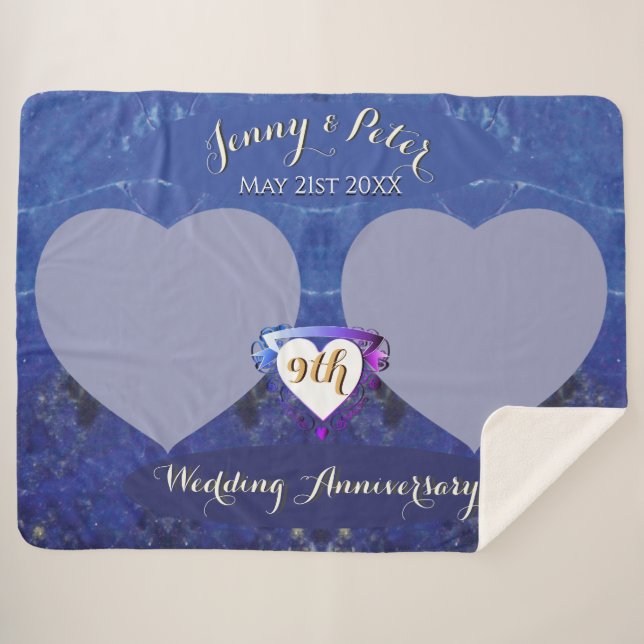 9th Lapis Photos Wedding AnniversarySherpa Blanket (Front (Horizontal))