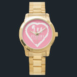 9th Ninth Wedding anniversary painted heart Watch<br><div class="desc">If you would like any help customising this design please contact me,  there is an ask this designer button,  just below this text. A romantic heart design and commemorate your 9th wedding anniversary. The text reads 9th wedding anniversary pottery. Pottery is the traditional gift for this occasion.</div>