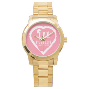 9th Ninth Wedding anniversary painted heart Watch
