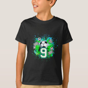 9th Soccer Birthday Party 9 Year Old Soccer Player T-Shirt