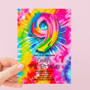 9th Tie Dye Birthday Invitation
