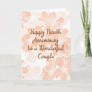 9th Wedding Anniversary Card Peach Flowers