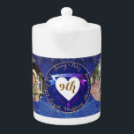 9th Wedding Anniversary Lapis 2 Photos Teapot<br><div class="desc">This is fun; a 9th wedding anniversary lapis lazuli image teapot,  together with your gorgeous pics,  honouring your love! I've designed these with "bold" in mind and lapis lazuli together with your medallion text and my fancy hearts make for a regal and fitting design for your special day!</div>