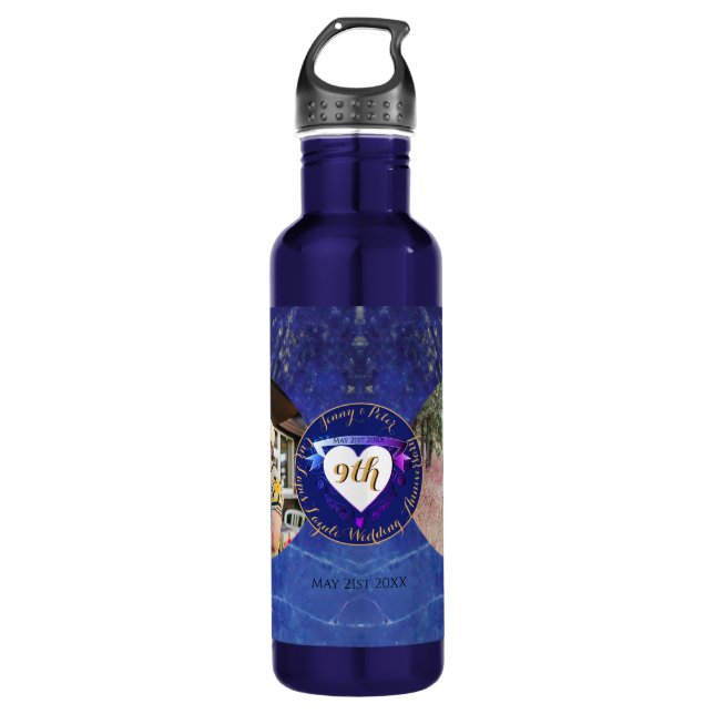 9th Wedding Anniversary Lapis Colour  710 Ml Water Bottle (Front)